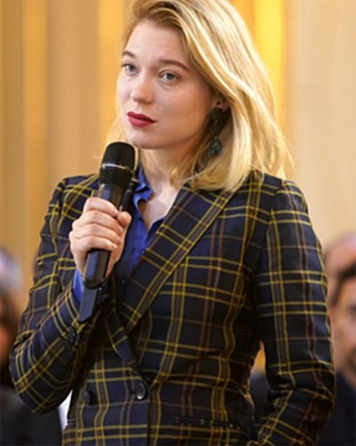 France 2021 Lea Seydoux Checkered Coat