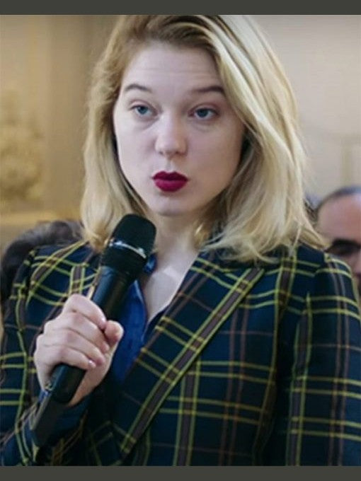 France 2021 Lea Seydoux Checkered Coat