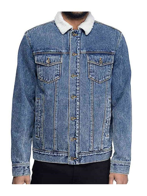 Shameless Frank Gallagher Blue Denim Shearling Jacket