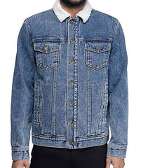 Shameless Frank Gallagher Blue Denim Shearling Jacket