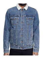 Shameless Frank Gallagher Blue Denim Shearling Jacket