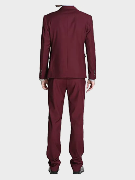 Mens Slimfit Maroon Suit