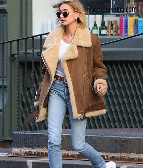 Hailey Baldwin Velocite Shearling Jacket