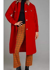 Side Hustle Presley Leopard Collar Red Coat