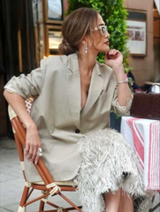 Jennifer Lopez Office Romance Promo 2026 Beige Blazer
