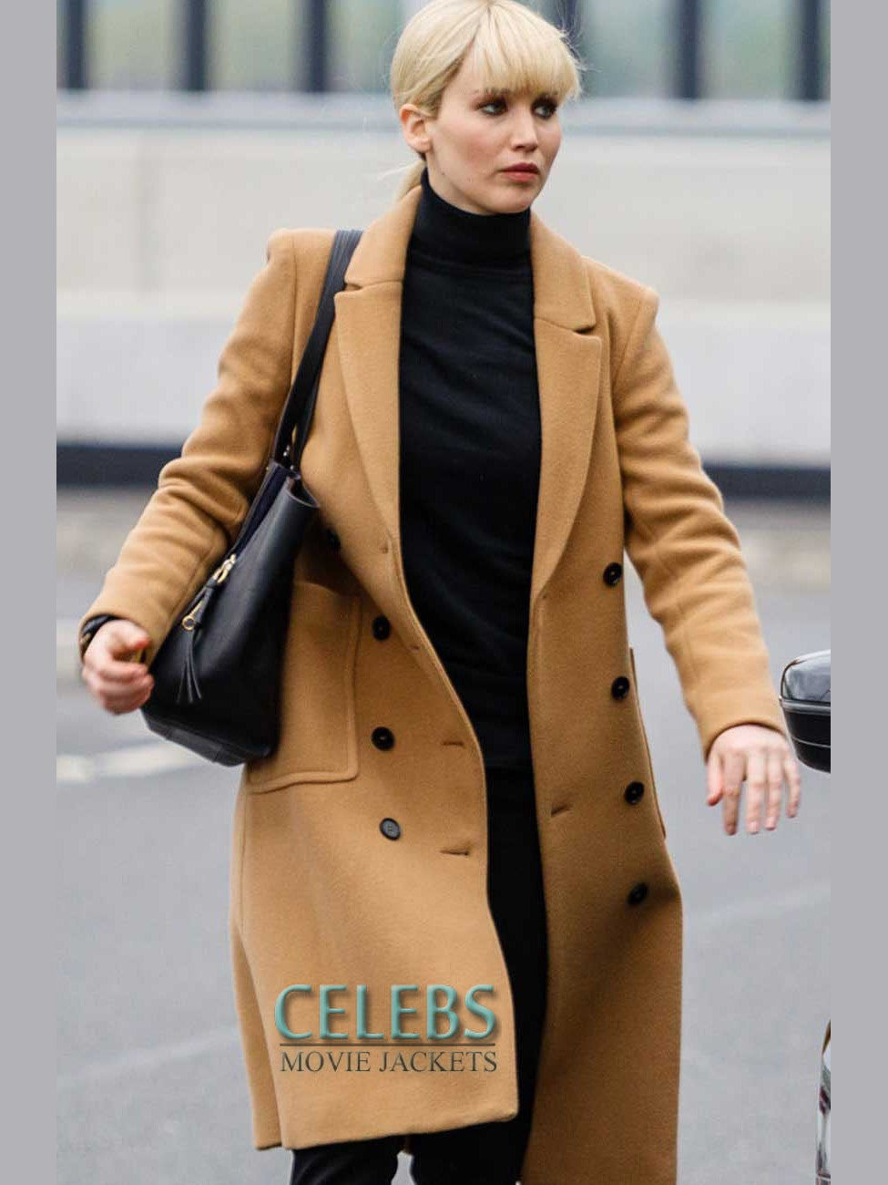 Jennifer Lawrence Red Sparrow Brown Coat