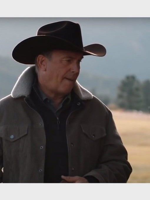 John Dutton Yellowstone S04 Shearling Collar Jacket
