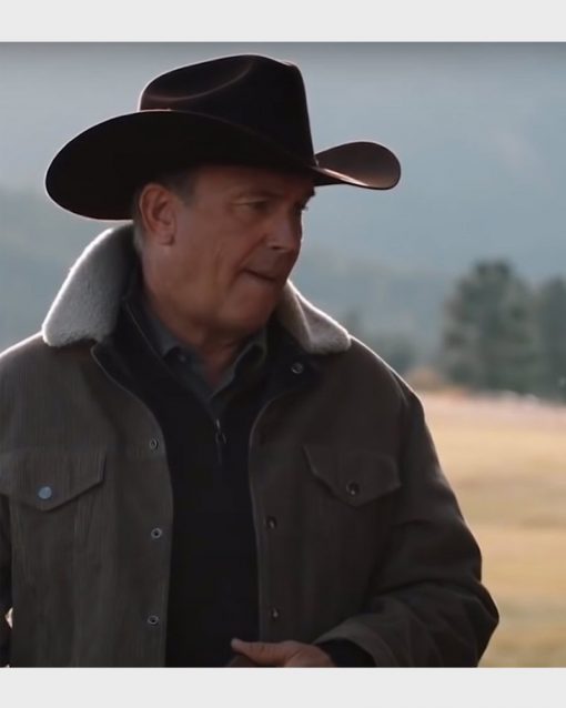 John Dutton Yellowstone S04 Shearling Collar Jacket