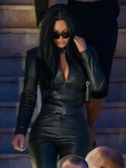 Kim Kardashian Monaco Grand Prix 2026 Black Leather Jacket