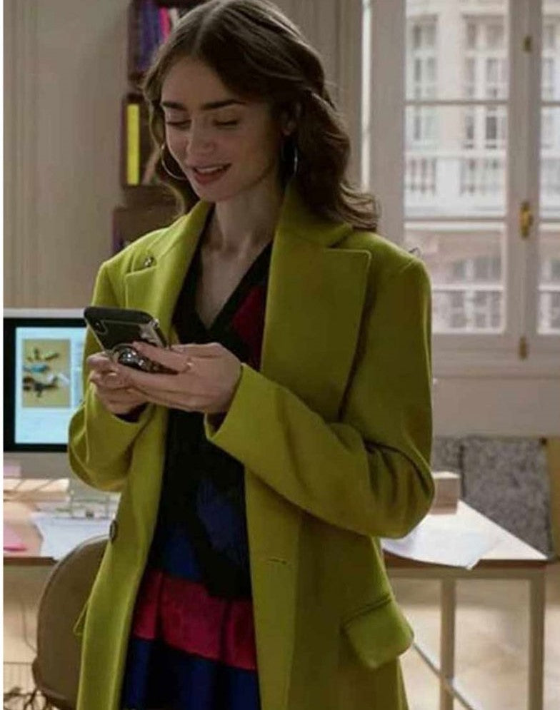 Emily Cooper Emily In Paris Green Wool Coat