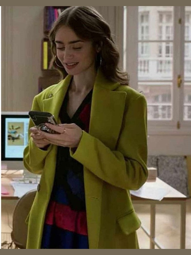 Emily Cooper Emily In Paris Green Wool Coat