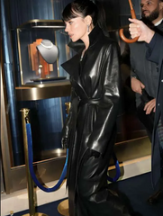 PFW Lily Allen Black Leather Coat