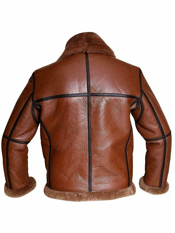 Men's Classic B3 Aviator Brown Leather Full Shearling Jacket