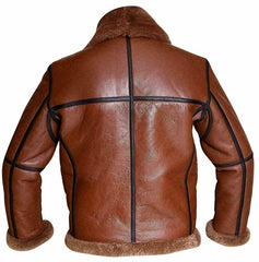 Men's Classic B3 Aviator Brown Leather Full Shearling Jacket