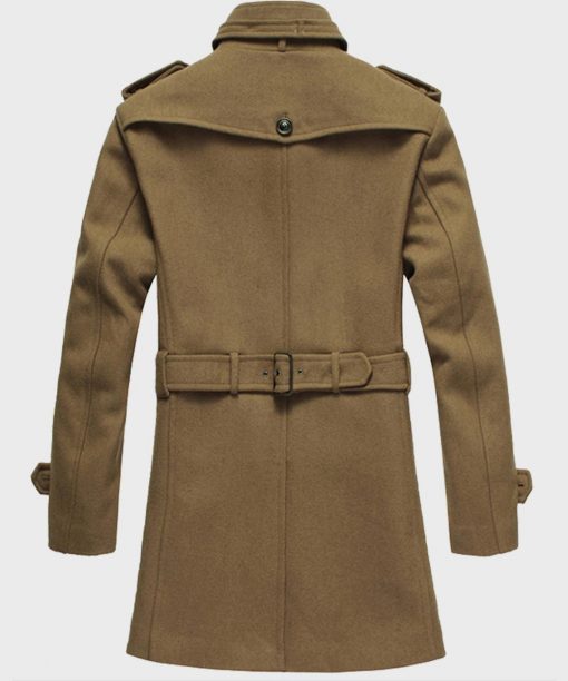 Mens Brown Mid-Length Wool Coat
