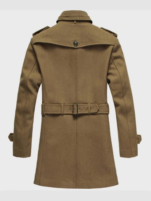Mens Brown Mid-Length Wool Coat
