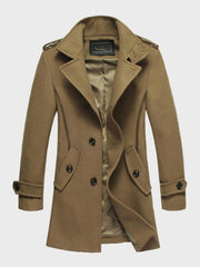 Mens Brown Mid-Length Wool Coat