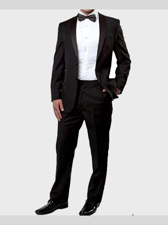 Mens Two Buttons Black Tuxedo Suit