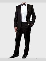Mens Two Buttons Black Tuxedo Suit