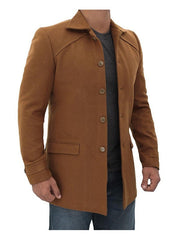 Mens Coffee Brown Wool Coat