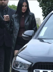Michelle Saniei 2026 Black Leather Coat