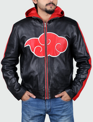 Naruto Akatsuki Leather Jacket with Hood