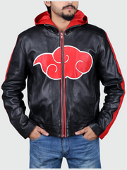 Naruto Akatsuki Leather Jacket with Hood
