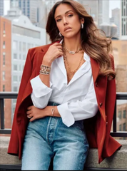 Jessica Alba New York 2026 Red Blazer