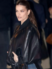 PFW 2026 Barbara Palvin Leather Jacket
