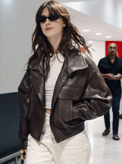 Daisy Edgar-Jones Paris 2026 Brown Leather Jacket