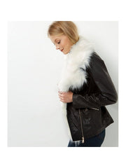 Parisian Black Faux Fur Trim Leather Look Jacket