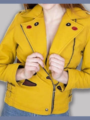 Pikachu Pokemon Yellow Leather Jacket