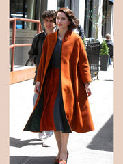 Rachel Brosnahan The Marvelous Mrs. Maisel Orange Coat