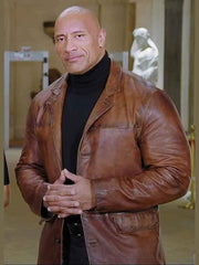 Dwayne Johnson Red Notice Leather Coat