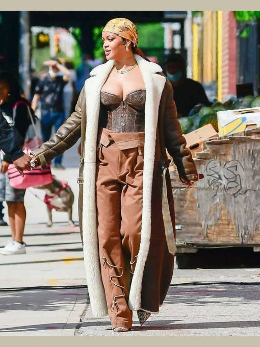 Rihanna Shearling Long Coat