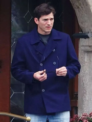 The Beauty Ashton Kutcher Blue Peacoat