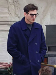 The Beauty Ashton Kutcher Blue Peacoat