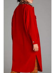 Side Hustle Presley Leopard Collar Red Coat