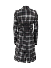 Women Single Breasted Plaid Wool Coat