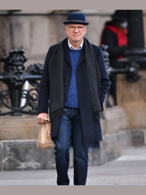 Steve Martin Only Murders in the Building Mid Length Black Coat