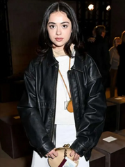 Street Style 2026 Nailea Devora Black Leather Jacket