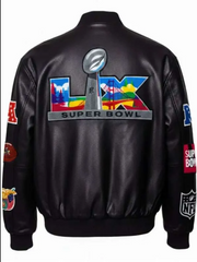 Super Bowl 2026 Black Leather Jacket