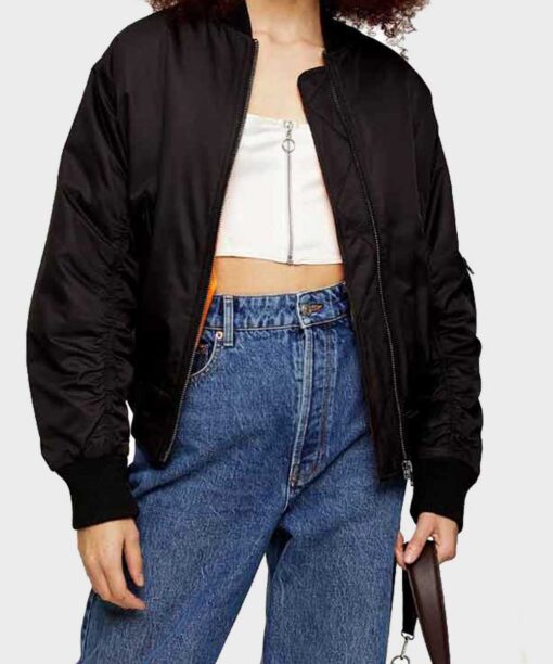 Ted Lasso Juno Temple Black Cotton Bomber Jacket