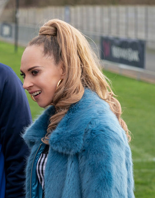 Ted Lasso Keeley Jones Blue Faux Fur Jacket