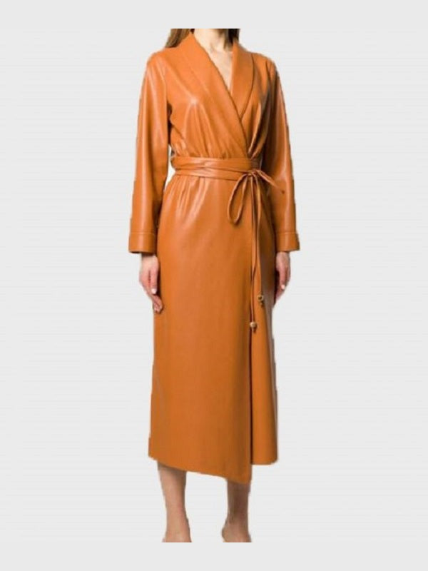 The Flash S07 Iris West Wrap Leather Coat