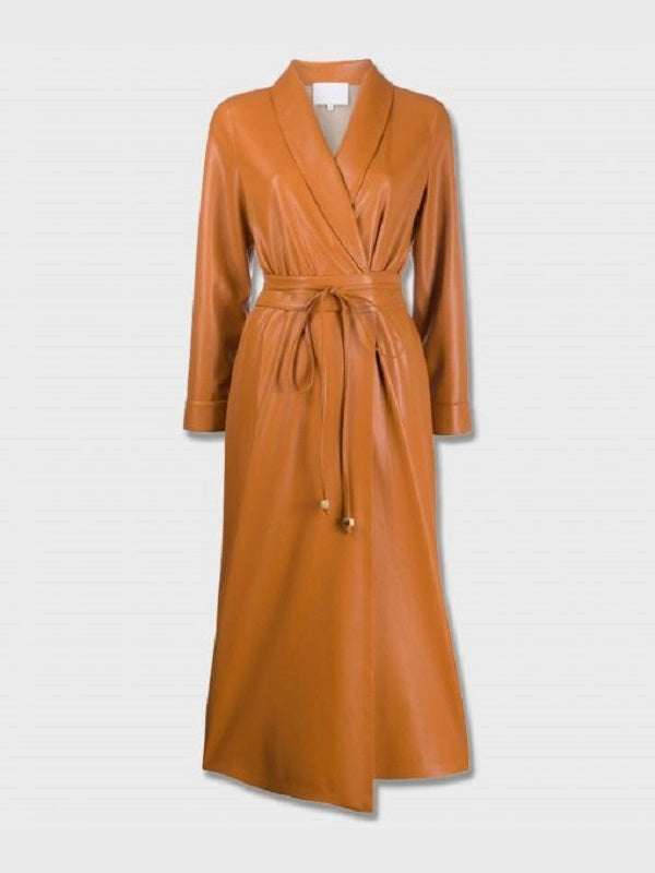 The Flash S07 Iris West Wrap Leather Coat