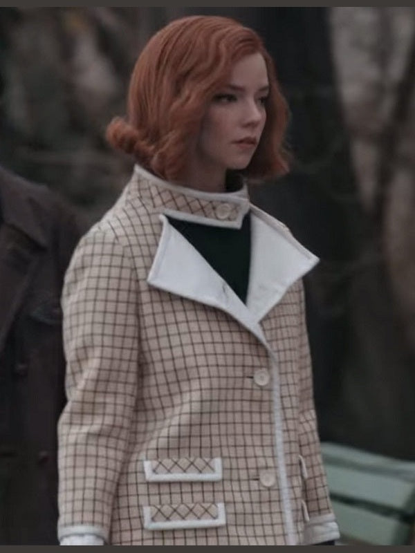 Anya Taylor-Joy The Queen’s Gambit Checkered Coat