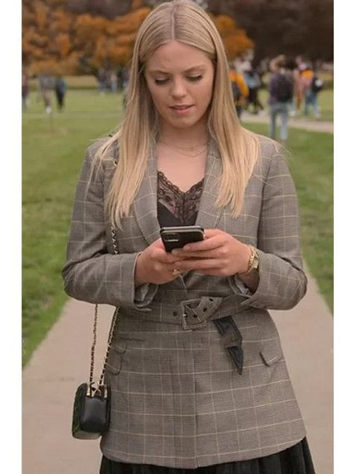 The Sex Lives of College Girls Reneé Rapp Plaid Belted Blazer