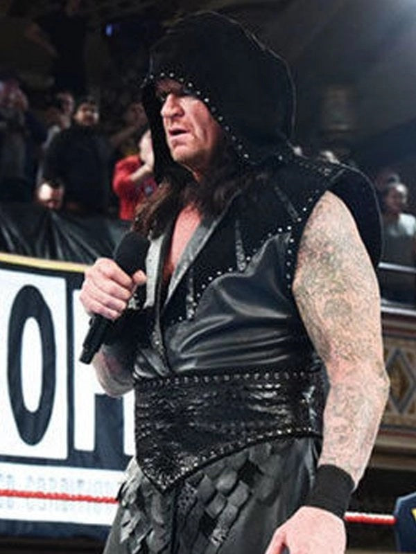The Undertaker Wwe Raw Black Leather Vest Coat