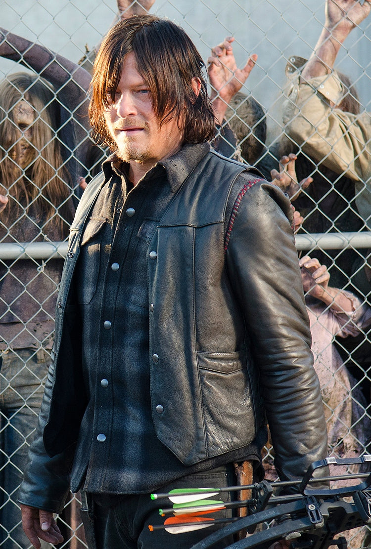 Walking Dead Daryl Dixon Black Leather Vest